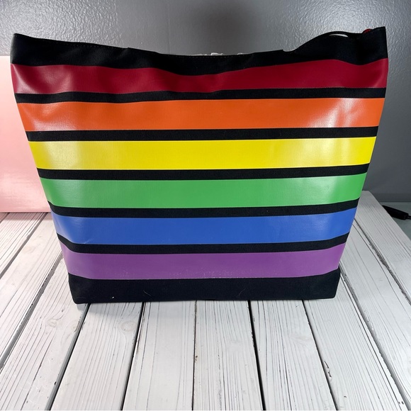 Karl Lagerfeld Xtra Large Black Rainbow Graphic Logo Tote  | NWT - Picture 2 of 7